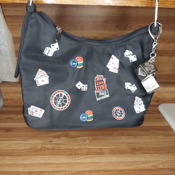 Black Casino-Themed Women's Shoulder Bag - Picture 3 of 16